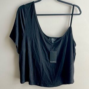 NWT Eloquii One Shoulder Short Sleeve Black Women's Crop Top